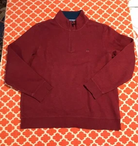 Maglione pullover Brooks Brothers 1/4 zip cotone taglia grande cotone bordeaux G2 - Foto 1 di 4