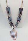 Vintage Mother Of Pearl Pendant Necklace Bead Cord Shell Boho Sea Ocean 