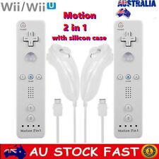 2in1 Built-in Motion Plus Remote Nunchuck Controller For Nintendo Wii Wii U 2PCS