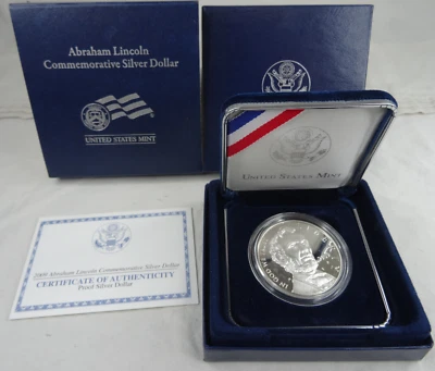 2009-P Abraham Lincoln Proof Silver Dollar US Mint Commemorative $1 COA OGP - Image 1 of 4