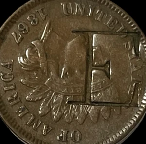 1867 Indian Head Cent Penny Lot C6-114 Semi-Key Date 1c Coin COUNTER STAMPED E - Picture 1 of 13
