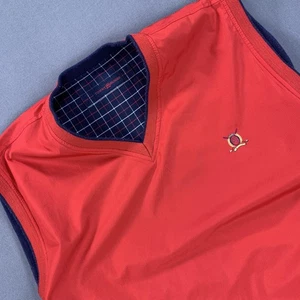 Tommy Hilfiger Vest Mens Large Red Reversible Golf Windbreaker Pullover V Neck - Picture 1 of 13
