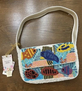 Viral Tiktok Schwimmen Fisch Ozean Perlen Schultertasche Handtasche Tasche Hergestellt in Indien - Bild 1 von 12