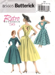 VESTIDOS RETRO '56 MISSES 8-14 VINTAGE Butterick 5605 patrón de costura SIN CORTAR ©2011 - Imagen 1 de 5