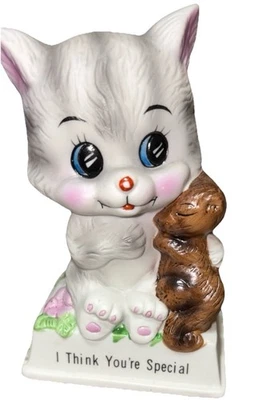 Фигурка кошки и белки Russ Berrie I Think You're Special Vintage 1979 Тайвань - Изображение 1 из 2