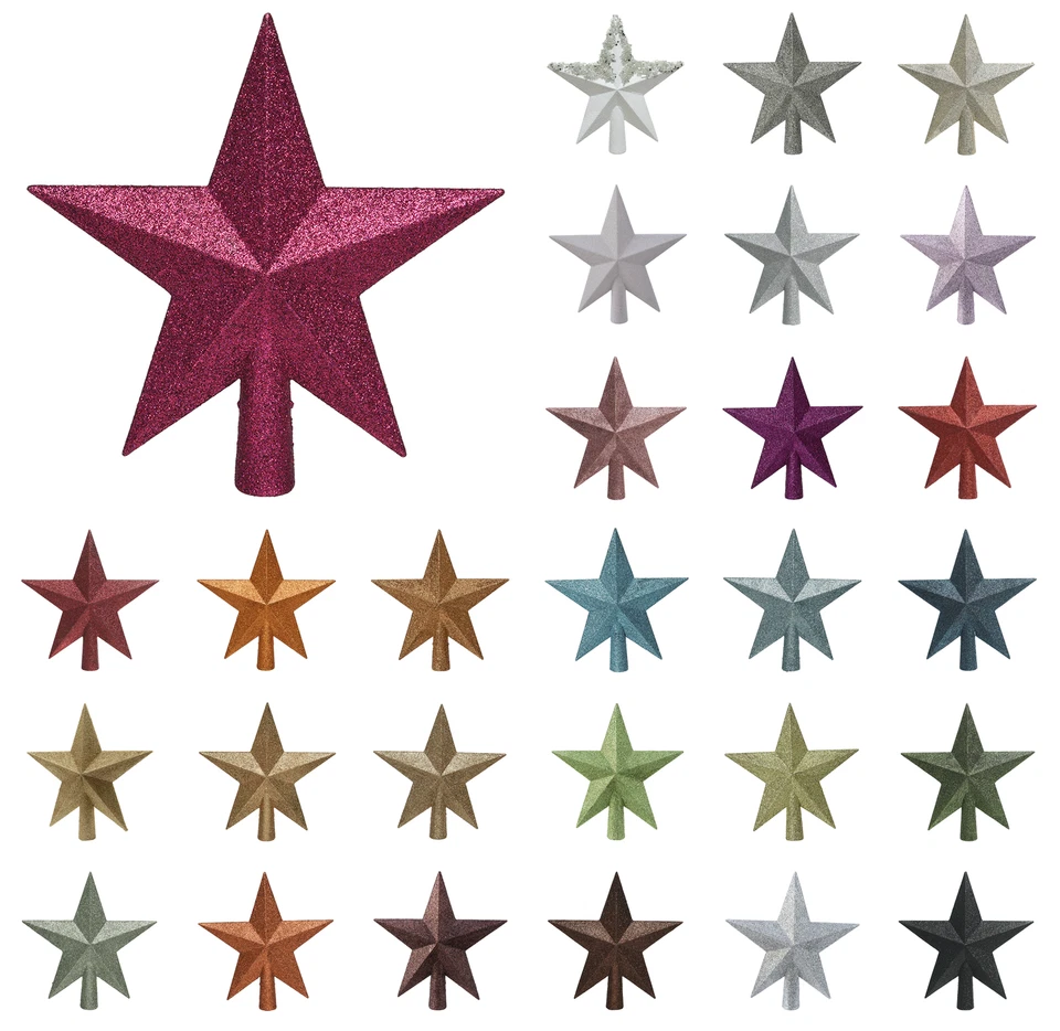 Christbaumspitze Stern Glitzer 19cm Kunststoff Weihnachtsbaumspitze einfarbig - Bild 1 von 1