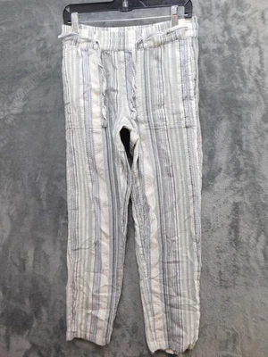 Pantalones Carbon2Cobalto Para Hombre Pequeños Azul Blanco Rayas Cordón Algodón Calce Relajado Foto 1 de 4