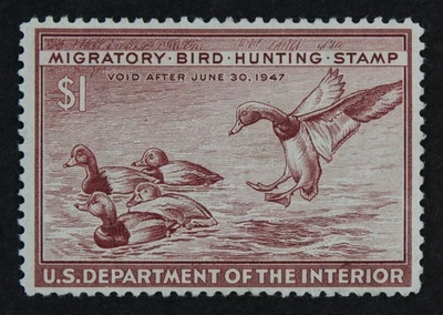 CKStamps:US Federal Duck Stamps Collection Scott#RW13 $1 Mint LH OG Light Crease - Image 1 of 2