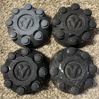 4 Set Dodge RAM 2500 3500 8 Lug 52121450AB OEM Center Hub Cap Dust Cover Rim BLK Foto 1 de 4