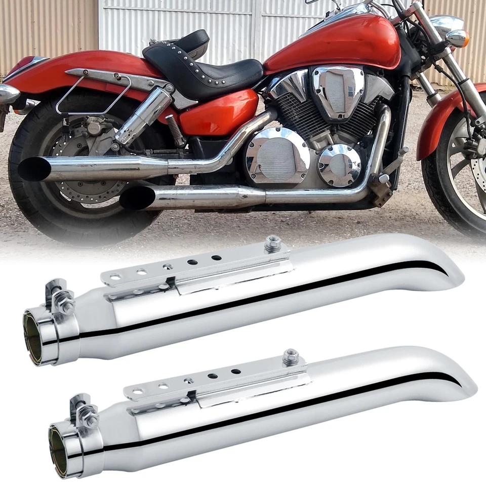 2pcs Motorcycle 20" Exhaust Pipe Tip Silencer Muffler For Honda VTX1800 VTX1300 - Image 1 of 4