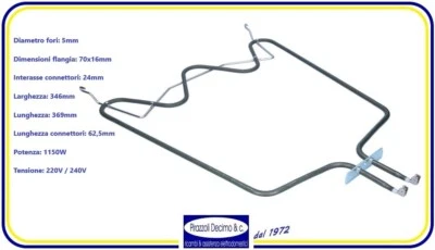 RESISTENZA SERPENTINA INFERIORE FORNO 1150W WHIRLPOOL ARISTON HOTPOINT IGNIS IKE