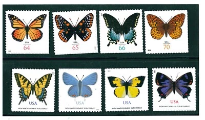 US SCOTT # 4462, 4603, 4736, 4859, 4999, 5136, 5346, & 5568  Butterfly Set of 8 - Image 1 of 2