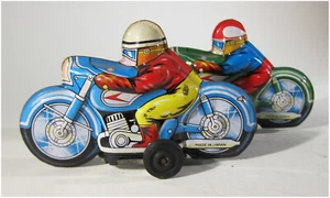 Vintage Lot of 2 Tin Type Motorcycle 3-1/2" Long 1-3/4" Tall Good Cond. 7105 - Picture 1 of 5