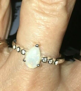 100% GENUINE Coober Pedy Opal & Zircon Sterling Silver Ring 0.55cts N-O - Picture 1 of 8
