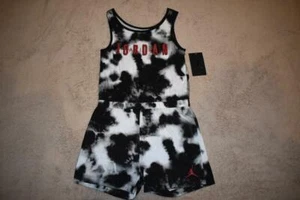 JORDAN TIE DYE ROMPER GIRLS 45A768-K04 Black/White NWT - Picture 1 of 3