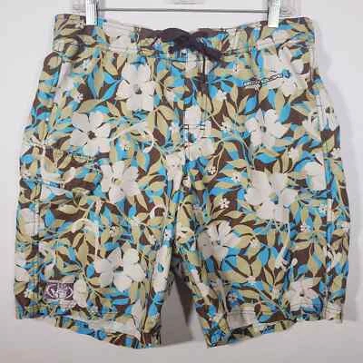 Body Glove Board Shorts Talla M Tropical Hawaiano Natación Marrón Azul Tostado  Foto 1 de 4
