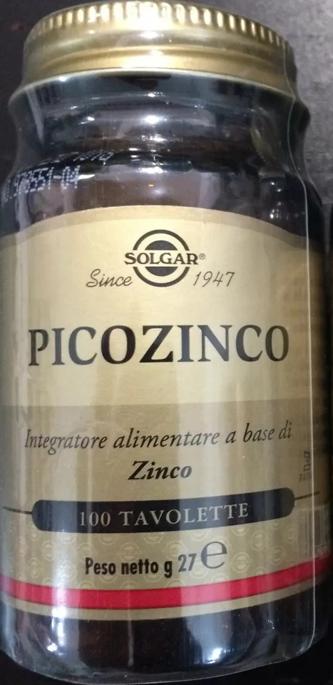 SOLGAR PICOZINCO 100 TAVOLETTE zinco capelli occhi unghie sistema immunitario - Immagine 1 di 1