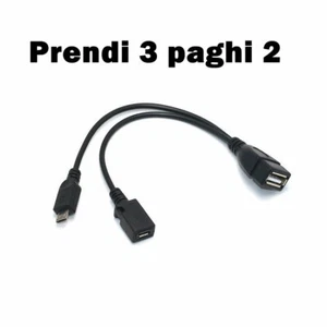 Adattatore Micro USB HOST OTG adapter 1 maschio 2 femmina con USB alimentazione - Foto 1 di 6