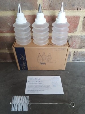 Pampered Chef Decorator Icing Bottles Set Of 3 Boxed Cake Used - Image 1 of 4