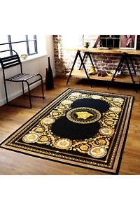 Versace Carpet,Medusa Head Carpet, Gold Italian Non-Slip Based Greek Carpet Rug