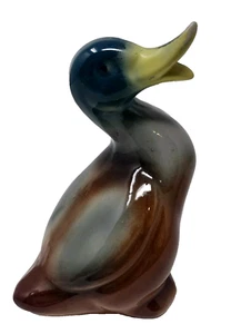 Vintage Art Pottery Mallard Duck Figurine Majolica Style MCM Cabin Brazil 5.5" - Picture 1 of 12