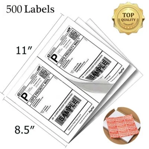 500 Direct Corner Half Sheet Shipping Labels 8.5x5.5 Self-adhesive 2 Per Sheet - Picture 1 of 8