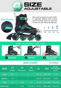 Adjustable Inline Skates Full Light up Wheels Outdoor Roller Skates - Picture 1 of 12