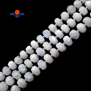 Natural White Moonstone Faceted Rondelle Beads Size Approx 6x10mm 15.5" Strand - Picture 1 of 3