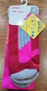 New Asics Rally Crew Performance Socks Hot Pink Size M Mens 7-9 Womens 8-9.5 - Picture 1 of 4