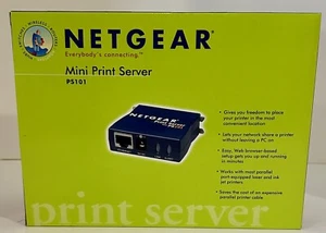 Netgear PS101 Mini Print Server Parallel Port to Ethernet for Windows New - Picture 1 of 6