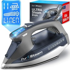 Professional Grade 1800-Watt Steam Iron with Digital LCD Screen, 3-Way Auto-Off