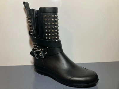 全新 BURBERRY 中筒橡胶 铆钉 Holloway 雨靴 36 欧元 美国 5.5 — 第 1/4 张图片