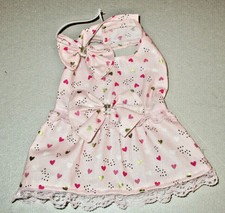 XS female Dog dress [hearts pink] cotton handmade