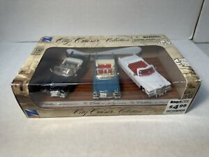 New Ray City Cruiser Collection Cadillac 1955 1959 1976 1:43 Diecast 3 Pack RARE