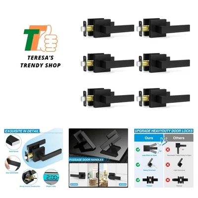 Reversible 6 Pack Matte Black Door Handles - Easy Install & Smooth Operation - Image 1 of 4