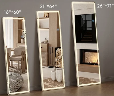 Full Length Mirror with LED Lights Dimming 3 Color Lighting for Cloakroom 3 Size - Image 1 of 4