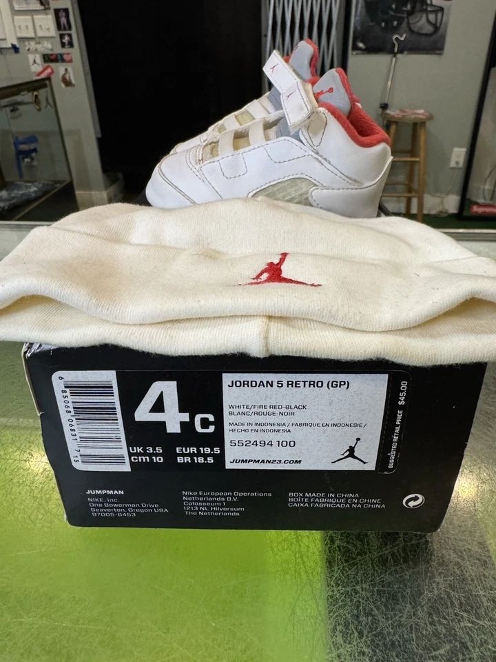 Nike Air Jordan 5 Retro Cuna Botín Rojo Fuego (TD) 2013 552494-100 Bebé Talla 4C Foto 1 de 4