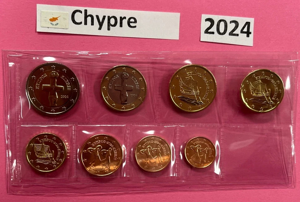 Série de 8 pièces Chypre 2024 de 1 ct à 2 euros Neuve sous sachet  - Photo 1/1