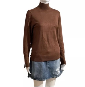 Suéter Zara Mujer Grande Manga Larga Cuello Simulado Marrón Preppy Academia Grunge - Imagen 1 de 14