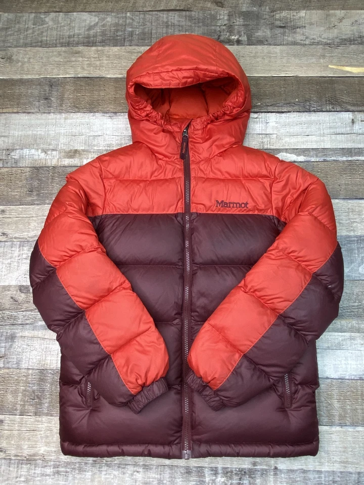 Abrigo Chaqueta Marmot Niños L Capucha Guías de Pato Bolsillos Abombados Rojo Invierno 73700 Foto 1 de 4