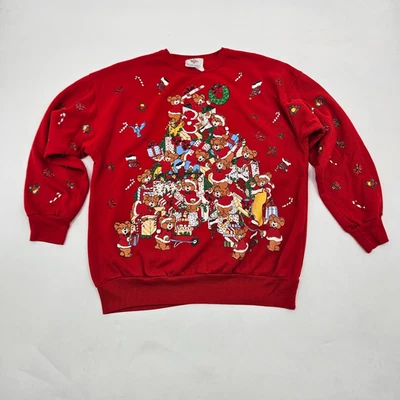 Sudadera Vintage Cascanueces Oso de Navidad Para Mujer Talla Mediana Roja Regalos Foto 1 de 4