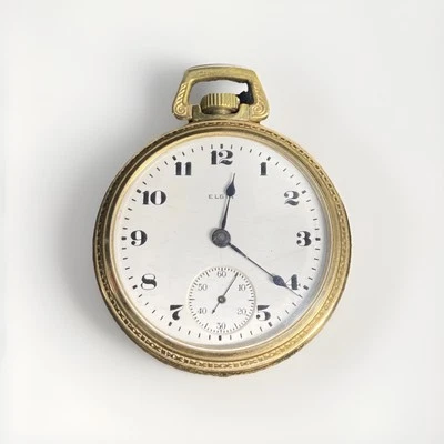 Elgin 15 Joyas Reloj Bolsillo Cara Abierta Tren Palanca Set Funciona Palanca Atascada Leer Foto 1 de 4