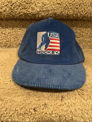 Gorra de pana vintage hecha en Estados Unidos hockey espalda a presión Foto 1 de 4