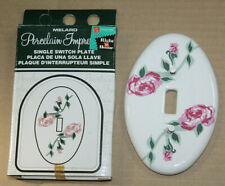 1995 Vintage Oval Porcelain MELARD Single Light Switch Outlet Cover Roses NOS