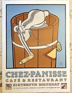 David Lance Goines signed Artist Proof (#129) CHEZ PANISSE SIXTEENTH BIRTHDAY: - Picture 1 of 13