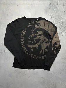 Camiseta Archive Diesel Manga Larga Negra Gráfica Con Sobreimpresión Punk Mohawk De Colección - Imagen 1 de 8