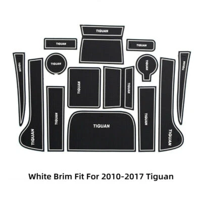 14Pcs White Brim Noctilucence Car Gate Slot Mat Cup Holder For Tiguan 2010-2017 - Image 1 of 4