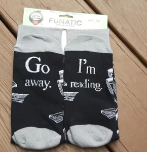 Socks - GO AWAY I'M READING - Funatic Unisex One Size Fits Most - Picture 1 of 4