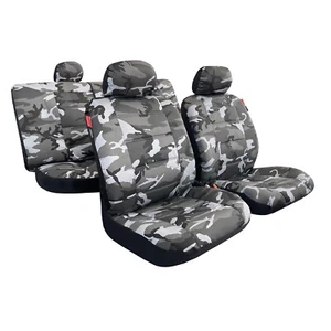 For Toyota Tundra Car Seat covers Full Set Gray Army Camo Cotton Canvas 9PCS - Picture 1 of 6