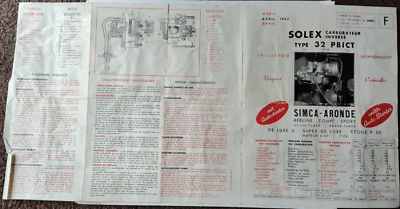 CARBURADOR SIMCA ARONDE P60 FLASH SOLEX 32PBICT FOLLETO TÉCNICO Foto 1 de 4